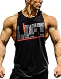 ShiningLove Men Fitness Tank Top BodyBuilding Breathable Sleeveless Stringer Workout Gym Sport Vest Black L