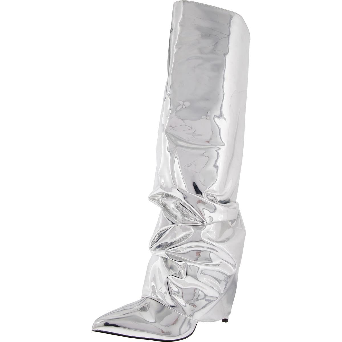 nine west women's randee boot, silver mirror metallic 040, 9