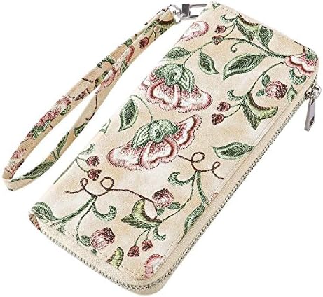 RUNWINDY Womens Wristlets Wallet Floral Print Zip around Long Clutch Purse Handbags