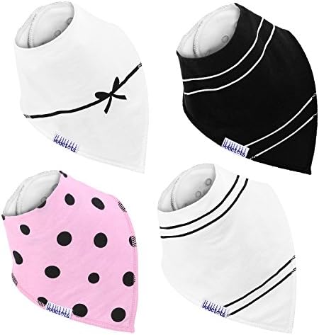 Baby Bandana Drool Bibs for Drooling and Teething, 4 Pack Gift Set For Girls by ikkletots
