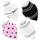 Baby Bandana Drool Bibs for Drooling and Teething, 4 Pack Gift Set For Girls by ikkletots