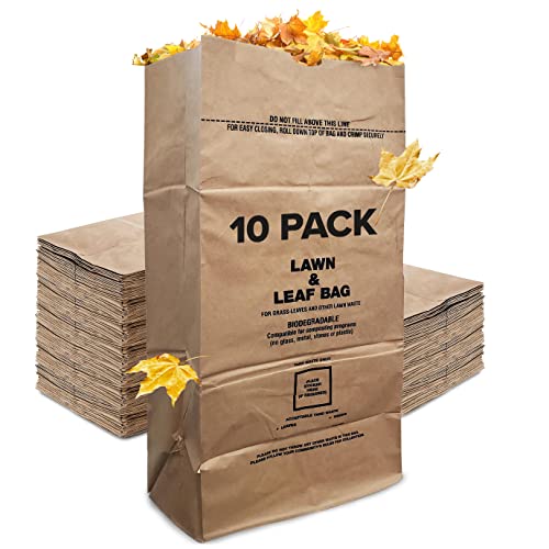 30 Gallon Kraft Lawn and Leaf Bags (10 Pack) EcoFriendly Heavy Duty