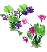 Amazon Ledmomo 水槽の花 水槽 水草 蓮の花 水槽 2個人工 水族館植物 プラスチック 水槽生息地造園装飾 Ledmomo 人工水草 通販