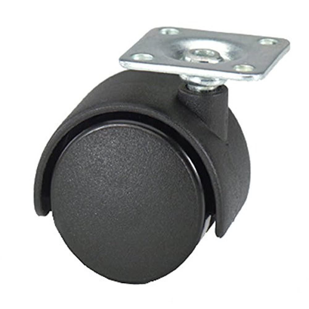 Merriway® BH06027 (4 Pcs) Castor Caster Twin Wheel Plate Fix, Black 50mm - Pack of 4 Pieces