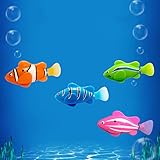 Fish Toy Robotic Swimming Fish 4 pcs Battery Operated Electric Swimming Diving Floating Water Activated Clown fish Robotic Fish in Water Magical Electronic Toy Kids Children Gift Safety Material