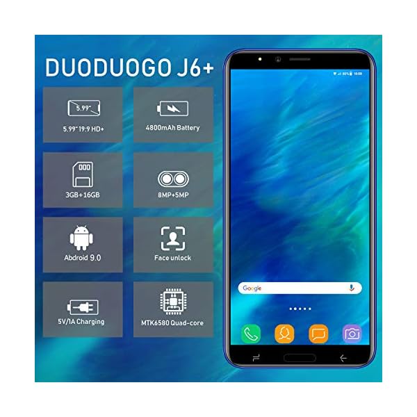 Sim-Free-Mobile-Phones-Dual-Sim-Phone-Unlocked-61-Inch-Full-screen-Android-90-Quad-Core-3GB-16GB-4800mAh-8MP5MP-Dual-Cameras-Facial-Recognition-Wifi-Bluetooth-GPS-Gradient-Gold Sim Free Mobile Phones, Dual Sim Phone Unlocked, 6.1 Inch Full-screen, Android 9.0 Quad-Core 3GB + 16GB, 4800mAh, 8MP…