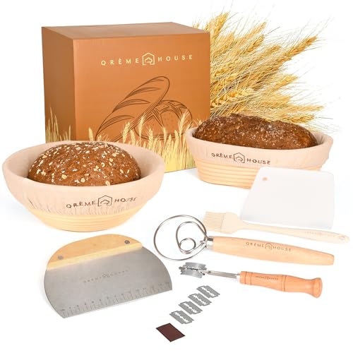 Sourdough Proofing Baskets For Bread Baking Set of 2 Round 9" & Oval