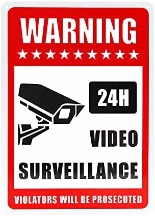 Video Surveillance Sign - Security Alert - 24 Hour Surveilance Trespassers Will Be Prosecuted Sign - Legend Large 14X10 Rectangle Rust Free 40Mil Aluminum Sign