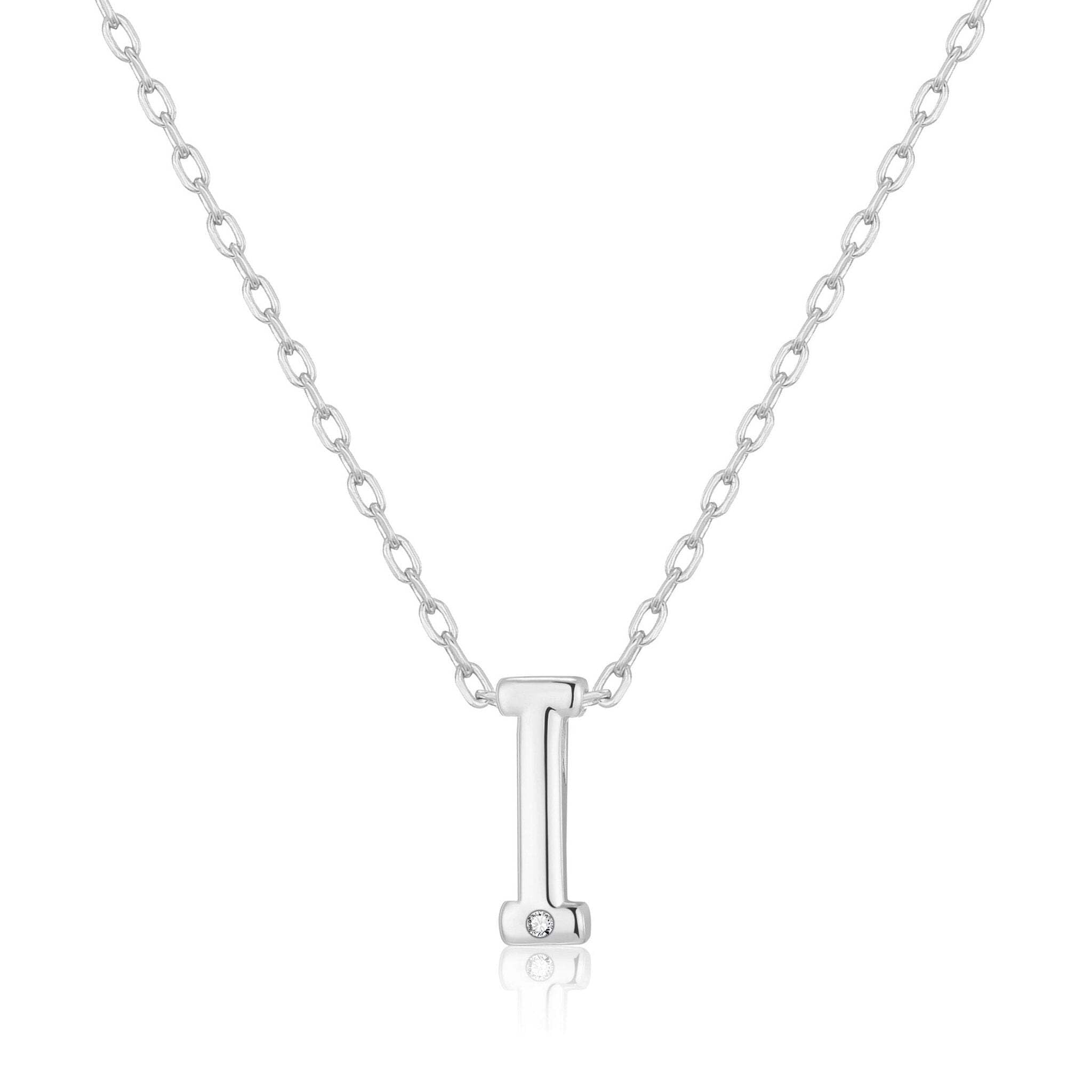 Philip Jones Initial Necklace Letter I Created with Zircondia® Crystals