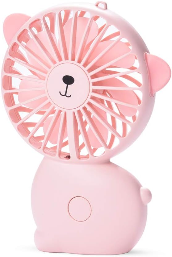 CHWARES Mini Hand Held Fan,Hanging belt Portable Quiet Electric Cooling Fan with USB Rechargeable Battery Operated,7 color LED light 3 Speeds Desk Hand Fan for Home Office Room Outdoor Travel-Pink