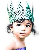 Baby Girls Birthday Crown Mermaid Scales 1st 2nd 3rd 4th 5th 6th Fabric Hat Tiara Dress Up Costume Turquoise
