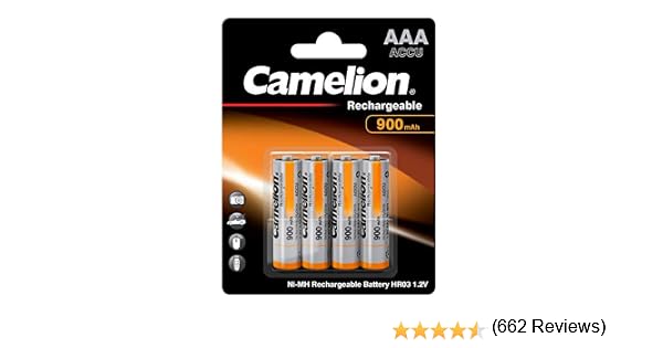 Camelion P4 - Pilas recargables AA / LR03 (900 mAh, Ni-MH, 4 ...