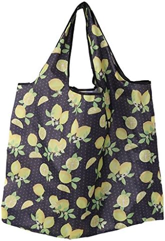 hgfcdd Large Capacity Shopping Bags - Reusable Eco-Friendly Foldable Waterproof Bags for Shopping Organizing, Colorful Printing (Black Lemon)