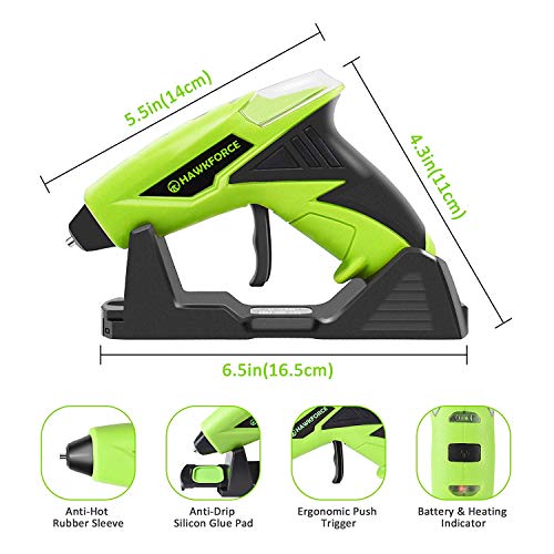 HAWKFORCE Glue Gun Kit 4V 1 Min Quick Pre-Heating Cordless Crafts Glue Gun with 60 PCS Colorful Glue Sticks and Stander, Mini Melt Glue Gun for Home Quick Repair, DIY, Crafts