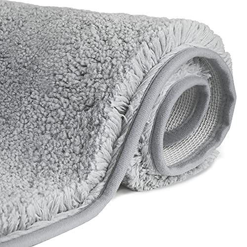 FCSDETAIL Non Slip Long Pile Microfiber Bath Mat, Machine Washable Floor Mat with Soft Microfiber Water Absorbent for Bathtub, Shower and Bathroom