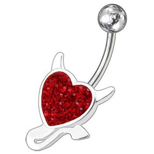 Bauchnabel-Piercing Schmuck Stecker 925er Silber Teufelherz Rot