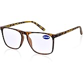 MARE AZZURO Blue Light Blocking Reading Glasses Men Large Square Computer Readers 1.0 1.25 1.5 1.75 2.0 2.25 2.5 2.75 3.0 3.5 (Tortoise 175)