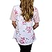 Uideazone Women Loose Blouse Top Cute Floral Short Sleeve Shirt,B-white,X-Large