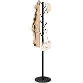 Yoobure Coat Rack Freestanding with Natural Marble Base - Coat Tree with 8 Hooks Heavy Duty Coat Hanger Stand, Metal Coat Rac
