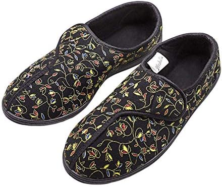 Liusuper Women's Diabetic Edema Slippers Outdoor Indoor House Soft Adjustable Flat Shoes for Orthopedic Swollen Feet