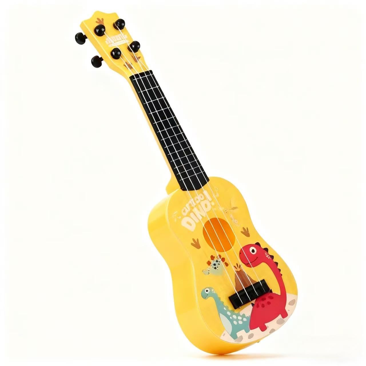 Kids Ukulele Toy, 42cm Toy Guitar with 4 Adjustable Strings, Ukulele for Kids, Toddler Guitar Toy, Musical Instruments Educational Toy, Mini Guitar Instrument, for Boys Girls (Yellow)