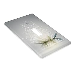 Green Lotus Flower White Decor Print Light Switch