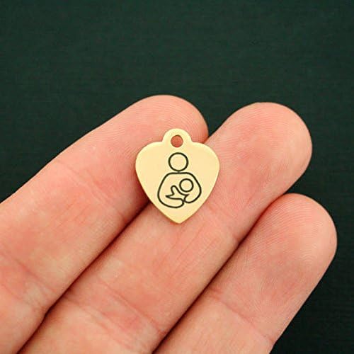 Breastfeeding Symbol Stainless Steel Charm - Quantity Options - WC2087GOLD Jewelry Making Supply Pendant Bracelet DIY Crafting by Wholesale Charms