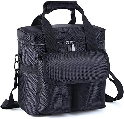 EMILY Lunch Bag Insulated Lunch Box for Kids and Adults, Leakproof Adjustable Shoulder Strap Lunch Tote Bag Durable Reusable Lunch Pail Cooler for College Work Picnic Hiking Beach Fishing, Black