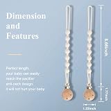 Zouwel 2 Pack Silicone Dummy Clips Wooden Pacifier Holder White Boys Girls view 3