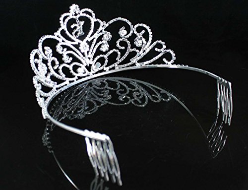 Janefashions Sweet Sixteen 16 Birthday Party Rhinestone Tiara Crown w/ Hair Combs T1863 Silver