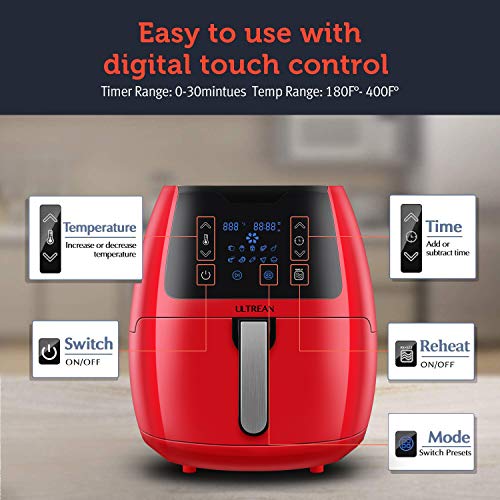 Ultrean 5.8 Quart Air Fryer, Electric Hot Air Fryers Oilless Cooker