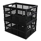 Saedy Black Stacking Milk Crates, 34-Quart