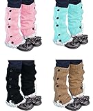 Gellwhu 4 Pairs Little Girls Crochet Knitted Lace Boot Cuffs Toppers Leg Warmer Socks