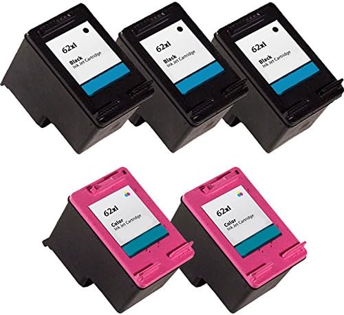 INKMATE 5 Pack Rmanufactured Ink Cartridge for 62XL C2P04AE C2P06AE Work With Officejet 5745 8040 8045 ENVY 7645 8000 8005