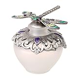YUFENG 40ml Glass Perfume Bottles, Retro Frosted Dragonfly Lid,Empty Refillable for Travel and Lady Gift(Dragonfly)