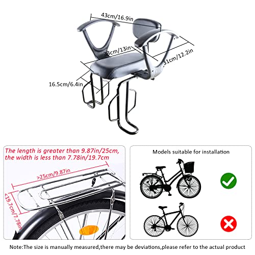 XIEEIX Rear Child Bike Seat, Back Mounted Child Bicycle Seat with Back