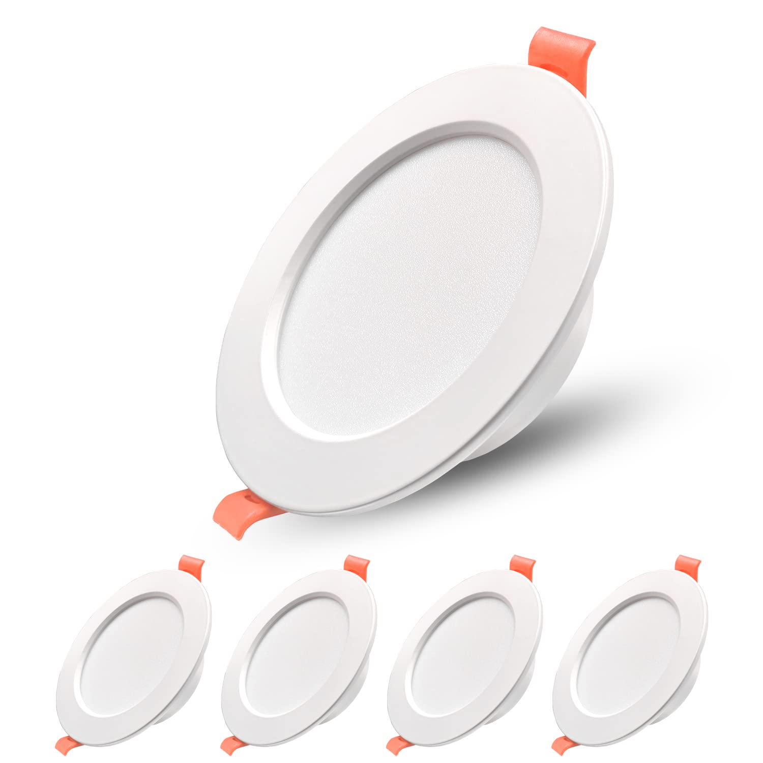 Sweier Ultra Slim LED Recessed Downlights 5W 480LM|IP44 Bathroom Ceiling Lights,Cool White 6000K,Round Cut-Out 70-85mm,5Pack