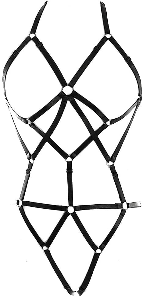 BODY CAGEHarness bra Female Body Harness Set Garter Punk Gothic Style Soft And Elastic Size Can Be Adjusted