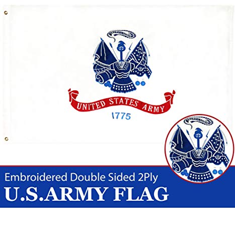 G128 - US Army Flag Double Sided Embroidered 3x5 ft Flag Brass Grommets