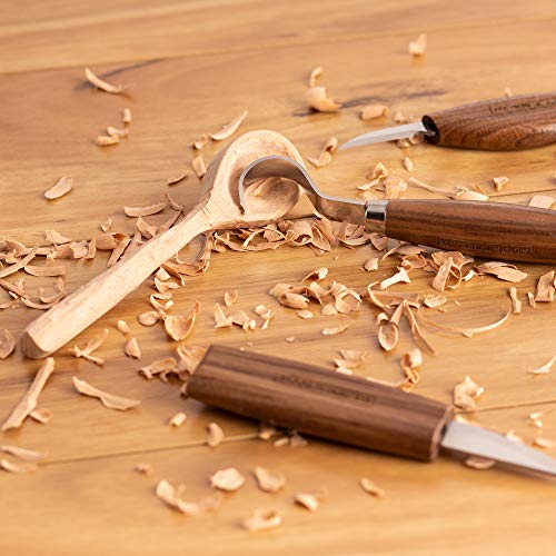 Elemental Tools Wood Spoon Carving Knife: Hook Knife Wood Carving Tool for Spoon, Kuksa Cup and Bowl Carving- 65mn Steel Spoon Carving Knife - Great Curved Knife for Beginners or Professional