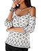 Coutgo Women Printed Strap off the Shoulder Blouse Shirt Top