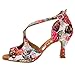 HXYOO Indoor Dance Shoes Women Latin Ballroom Salsa Floral Satin 3