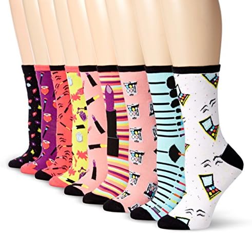 Sock Lab Women's Make-Up Is Art Crew Gift Box 9-Pack, Multi, 9-11