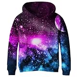 COIKNAVS Teen Girls' 3D Print Galaxy Fleece Sweatshirts Long Sleeve Pocket Pullover Hoodies
