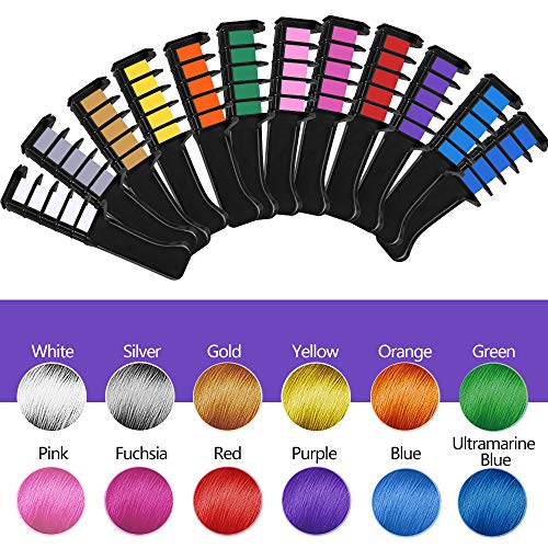 VSADEY 12 Color Hair Chalk for Girls Kids, Temporary Hair Chalk Color Comb with Shawl, Non-Toxic Washable Glitter Hair Color Kit for Makeup Party Cosplay Halloween Christmas Gift for Girls Kids Adult