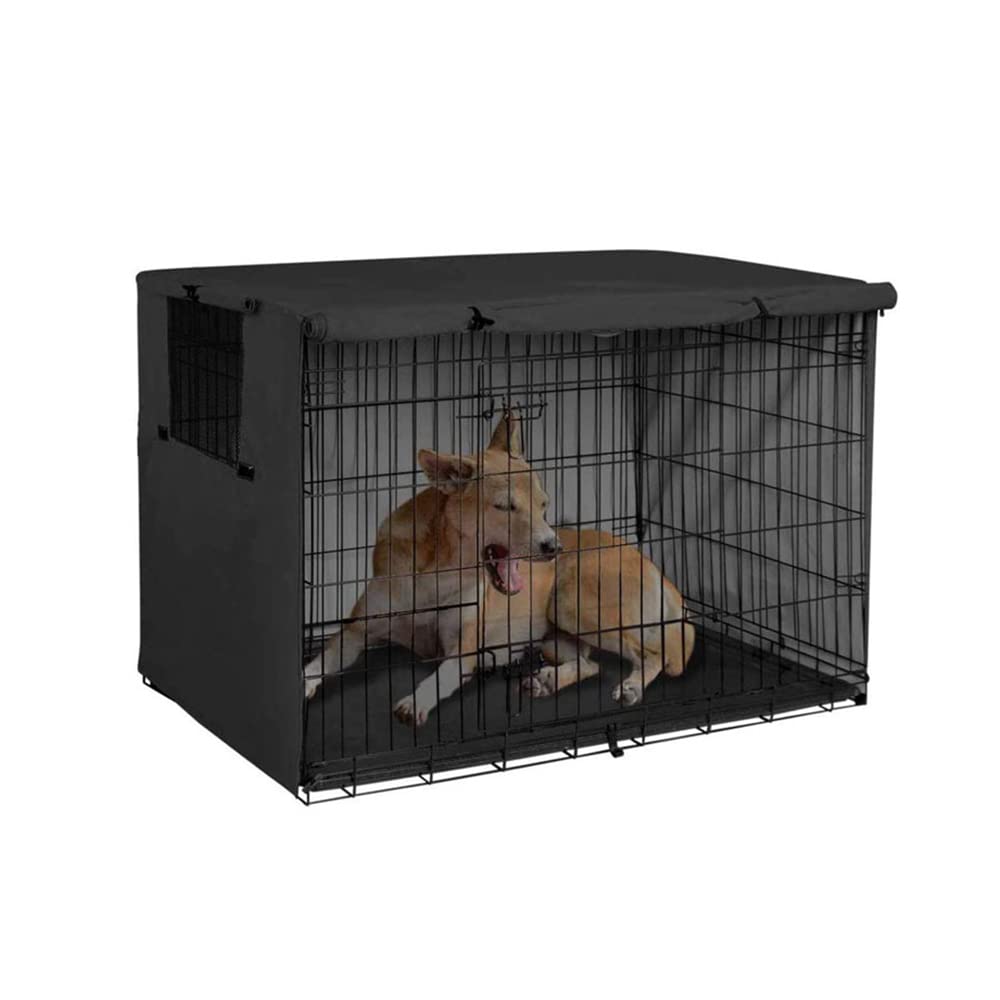 MoYouno Dog Crate Cover,Durable Pet Kennel Cover Provided,for Dog Crate Large, Indoor Outdoor Protection,Easy to Put On-Adjust Cover only - Black (L)