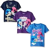 Shimmer and Shine Little Girls' Toddler 3-Pack T-Shirts, Blue/Purple, 2T