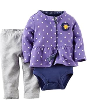 Baby Girls 3 Piece Cardigan Set (Purple)