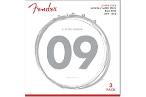 Fender Super 250 Electric Guitar Strings, Nickel Plated Steel, Ball End, 250L .009-.042, 3-Pack