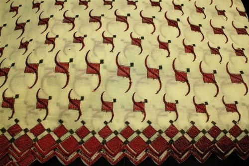 Beige Cream,embroidery Voile Fabric, African Design Lace Textile, Poly Cotton in 10 Colors
